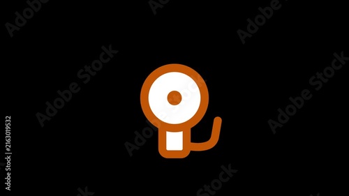 Fire alarm bell ringing with a smooth oscillating motion for emergency warning and safety notification on alpha channel
