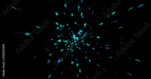 Abstract glowing blue particle burst animation on black background particles light energy motion