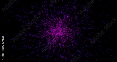 Abstract neon purple particle burst animation on black background particles magenta glowing light