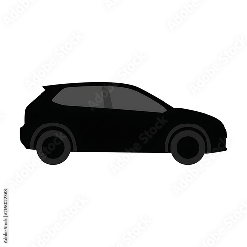 Obraz na płótnie Hatchback Car Side View Icon - Black Solid Passenger Automobile Silhouette Vector Isolated