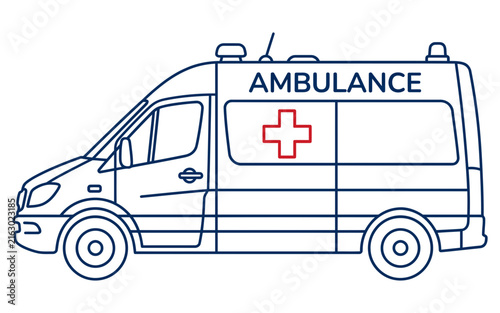 Ambulance vehicle with red cross symbol on white background Vector