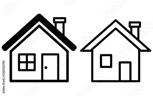 Two simple black and white house icons side by side Vector