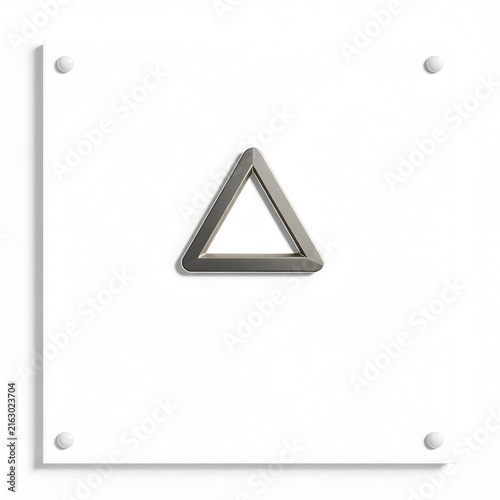 Minimal triangular badge on a white sign mockup