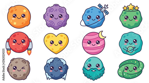 Colorful Cartoon Emotion Shaped Blob Characters.