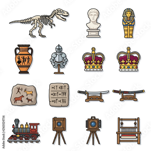 Historical Icons and Ancient Symbols Illustration Collection.