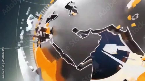 Breaking News Background with Rotating Globe and World Map.
