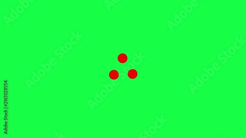 Red dots rotating loading animation on green screen background, for motion green, screen chroma key