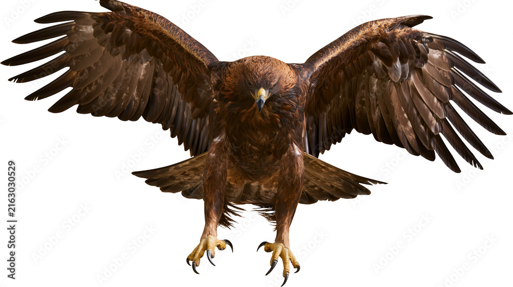Obraz premium Majestic brown eagle with wings spread wide