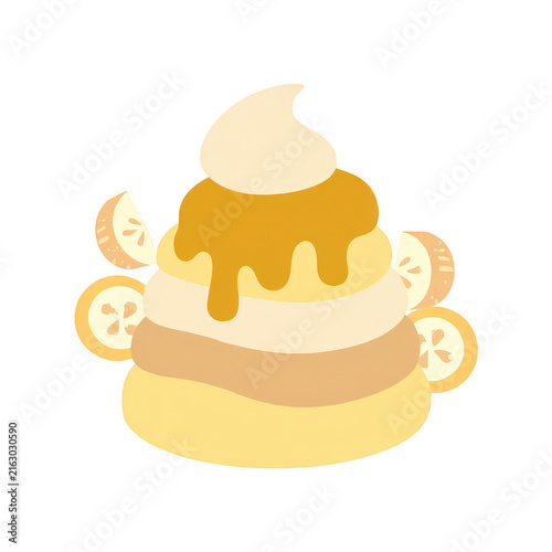 A stack of fluffy pancakes topped with syrup... isolated on a transparent background