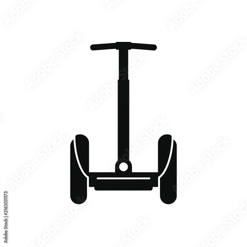 Black Segway Silhouette Icon Isolated on White Background