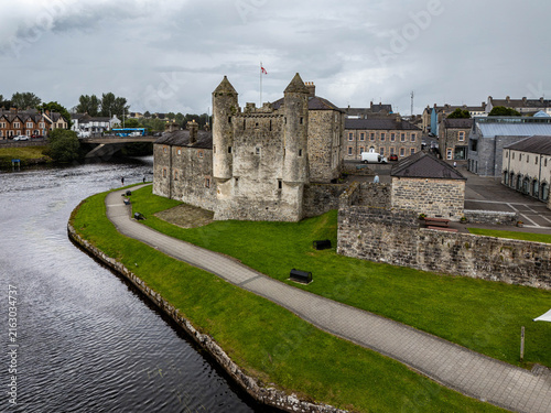Aerial view of Enniskillen on the banks of Lough Erne in Northern Ireland. Irelands only island town.