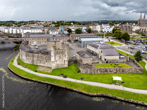 Aerial view of Enniskillen on the banks of Lough Erne in Northern Ireland. Irelands only island town.