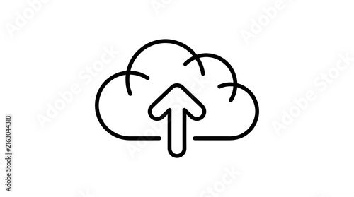 Obraz na płótnie Cloud computing upload icon with black outline for storage and data backup solutions.
