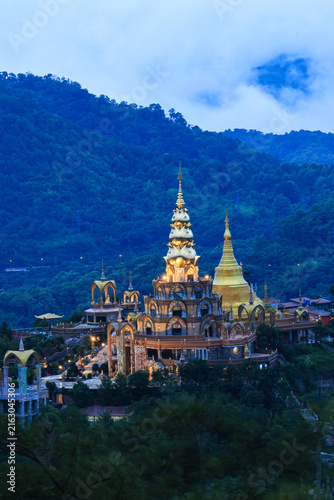 Wat Phra That Pha Sorn Kaew is a beautiful temple situated high in the mountains, The surrounding landscape is breathtaking, enveloped in mountains and mist, at Khao Kho , Phetchabun Province,Thailand