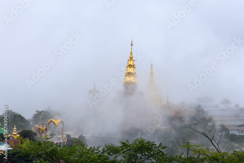 Wat Phra That Pha Sorn Kaew is a beautiful temple situated high in the mountains, The surrounding landscape is breathtaking, enveloped in mountains and mist, at Khao Kho , Phetchabun Province,Thailand