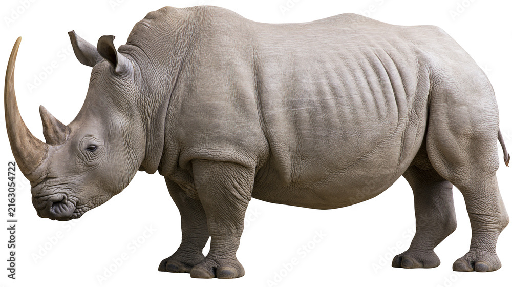Fototapeta premium White rhinoceros with large horn and thick skin