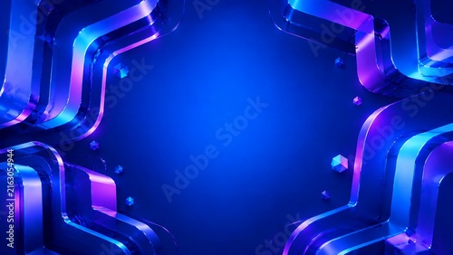 Dynamic Blue Purple Abstract 3D Background with Smooth Curved Forms