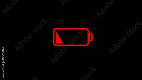 Battery charge neon sign Abstract battery with charging symbol in futuristic glowing polygonal style, Low battery power indicator animation in 4k with alpha channel.