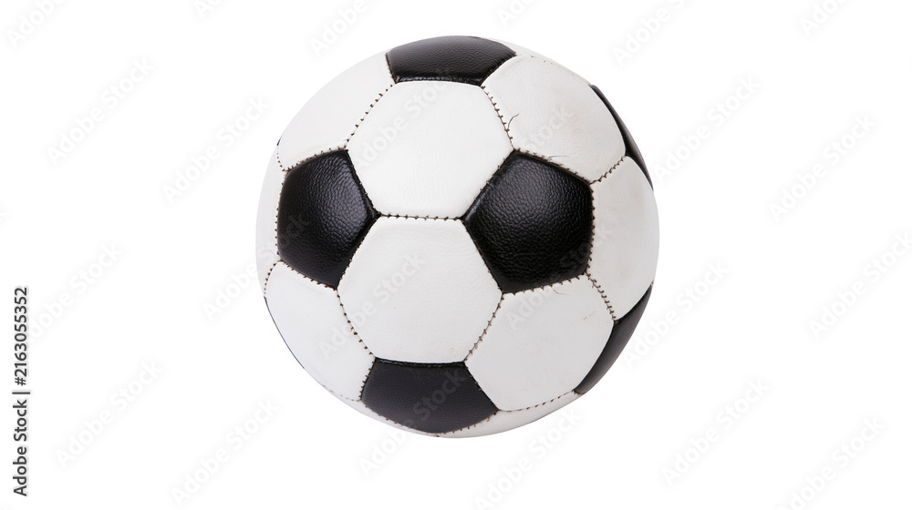Fototapeta premium Classic black and white soccer ball with hexagonal panels