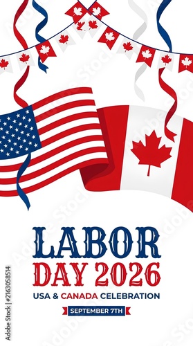 Labor Day 2026 USA and Canada celebration banner.