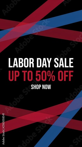 Labor Day sale banner with vibrant ribbons.