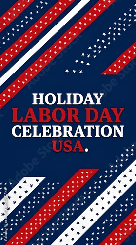 Patriotic USA Labor Day graphic with stars and stripes.