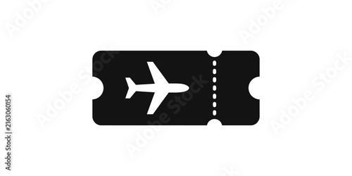 Fotografía Airplane ticket black solid icon for travel booking and flight reservation concept