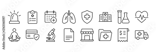 Telehealth Medical Line Icon Set. Online Consultation Prescription and Healthcare Services Vector Illustration.