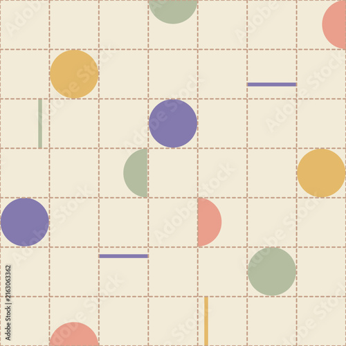 Seamless abstract geometric half-round curve intersect check pattern. Half circle geometric for background, texture, wallpaper, textiles, cards, stationery, phone cases, paper gifts, and wrapping.