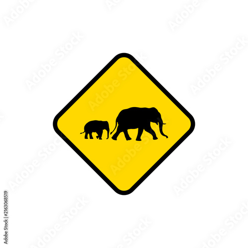Elephant Herd Wildlife Crossing Warning Road Sign