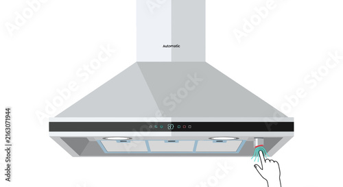Modern Smart Kitchen Range Hood with Automatic Touch Control Sensor Illustration