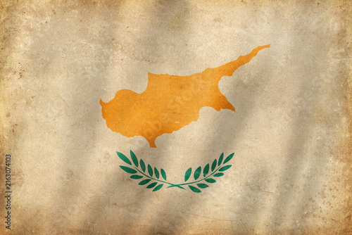 Canvas Print Old vintage flag of Cyprus, worn and stained
