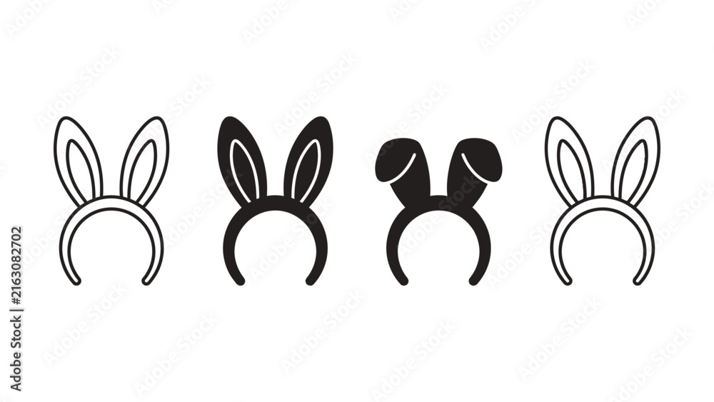 Fototapeta premium Set of cute bunny ear headbands for easter costumes and festive celebrations