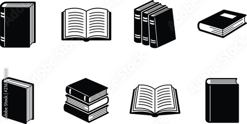 Принти на полотні Academic learning and reading icons collection featuring solid black stacked har
