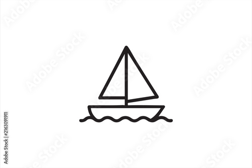 Marine web icon in line style. Sailboat, yacht, ocean travel, nautical navigation, water transportation. Vector illustration.
