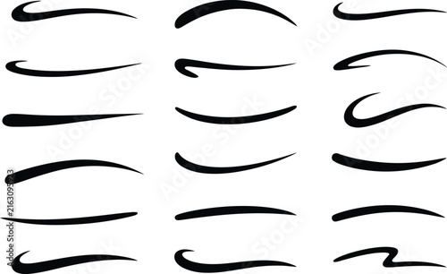 
Text tails swash curve underline baseball sign. Typography shape retro style swoop wave line decorative elements
