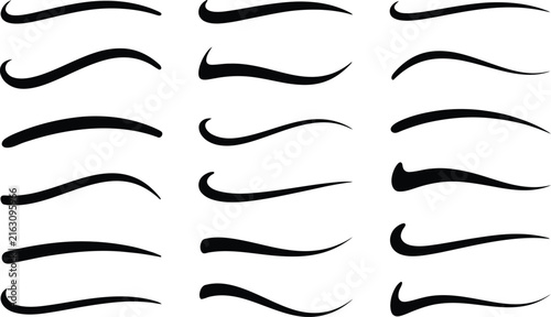 
Text tails swash curve underline baseball sign. Typography shape retro style swoop wave line decorative elements
