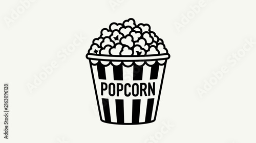 Popcorn bucket icon for entertainment and movie night