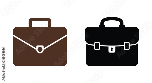 Foto Briefcase Silhouette In Brown And Black Flat Vector Illustration