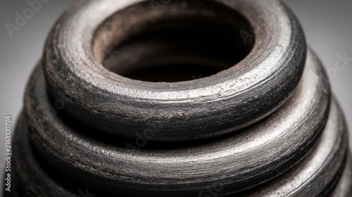 Close-Up of a Worn Steel Compression Spring with Detail and Texture