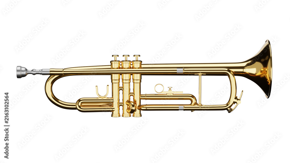 Fototapeta premium 3d rendering b trumpet model with bright and shiny surface