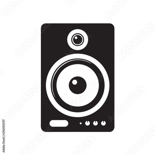 Studio monitor speaker icon vector illustration for audio production and music recording