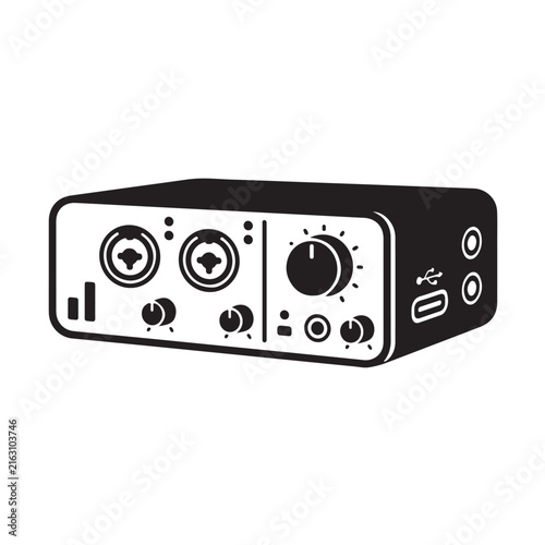 USB audio interface icon vector illustration for music production and recording studio equipment