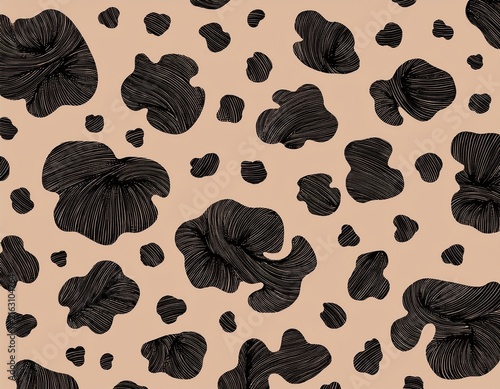 hand drawn black ink leopard spots polka dot on beige background for design textiles packaging fabrics and home decor wallpapers