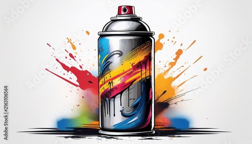 hip hop graffiti spray paint can isolated on white background