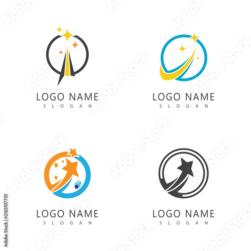 Set Abstract Circular Star Path logo and symbol design