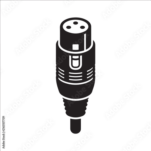 Professional XLR audio cable plug and connector vector illustration