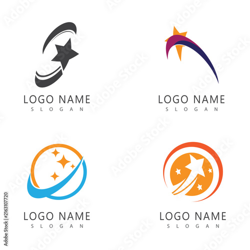 Set Abstract Circular Star Path logo and symbol design