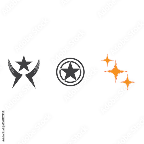 Set Abstract Circular Star Path logo and symbol design