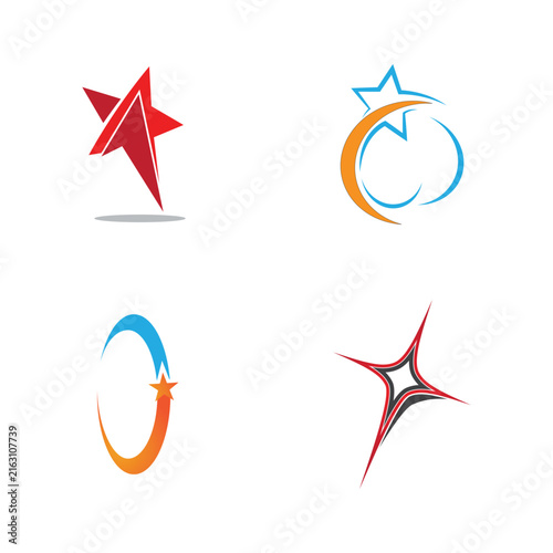 Set Abstract Circular Star Path logo and symbol design